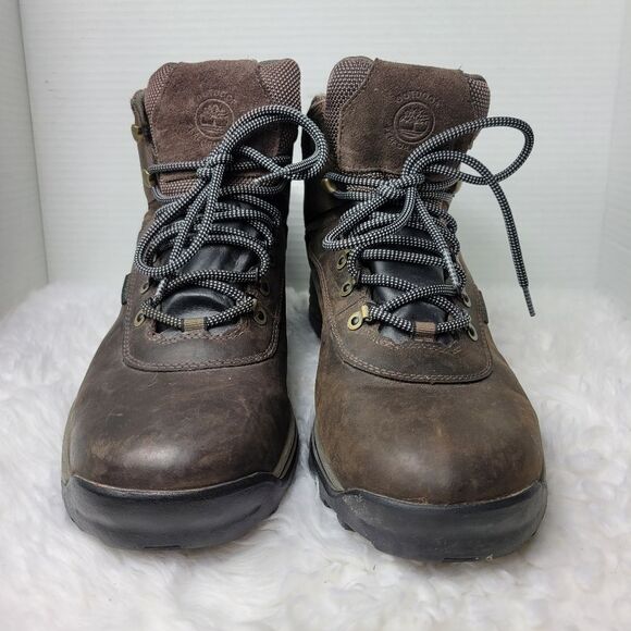 Timberland White Ledge Mens Size 13 Mid Waterproof Ankle Boots Brown Leather - Picture 2 of 9